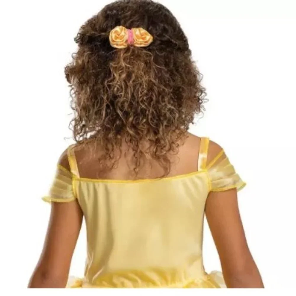 Princess Belle & Wand Halloween Costume 4/6 Yellow Gown Dress 2 Pc Girls Disney